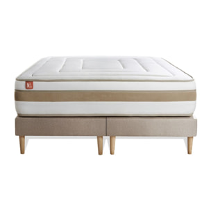 Ensemble - Matelas Ressorts ensachés et mémoire de forme 26cm d'épaisseur - 7 zones de confort - Confort équilibré - Sommier tapissier monobloc - 2 places