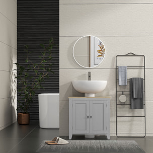 Mueble bajo Lavabo Mueble de Baño con 2 Puertas y Estante Ajustable Armario de Baño para Lavabo con o sin Pedestal Estilo Moderno 60x30x60 cm Gris