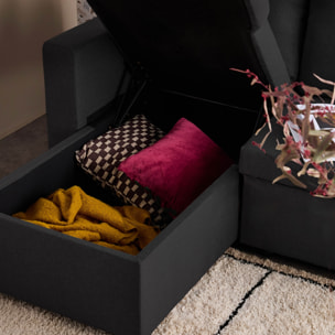 Canapé d'angle convertible réversible 3 places tissu avec coffre SMILE
