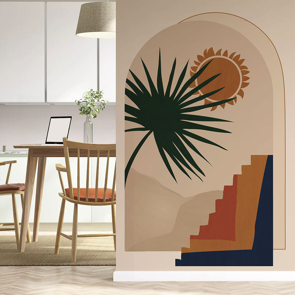 Papier peint, bohemian stairs Terracotta
