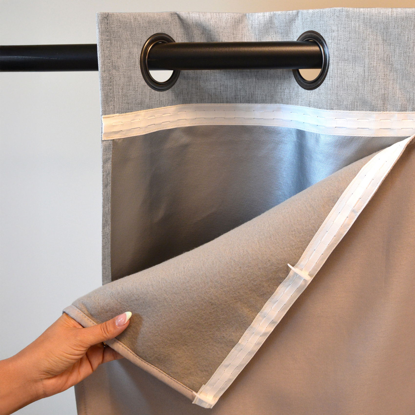 Rideau thermique et occultant  hiver - été - Gris