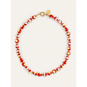 Collar Carmesí Acero Baño Oro