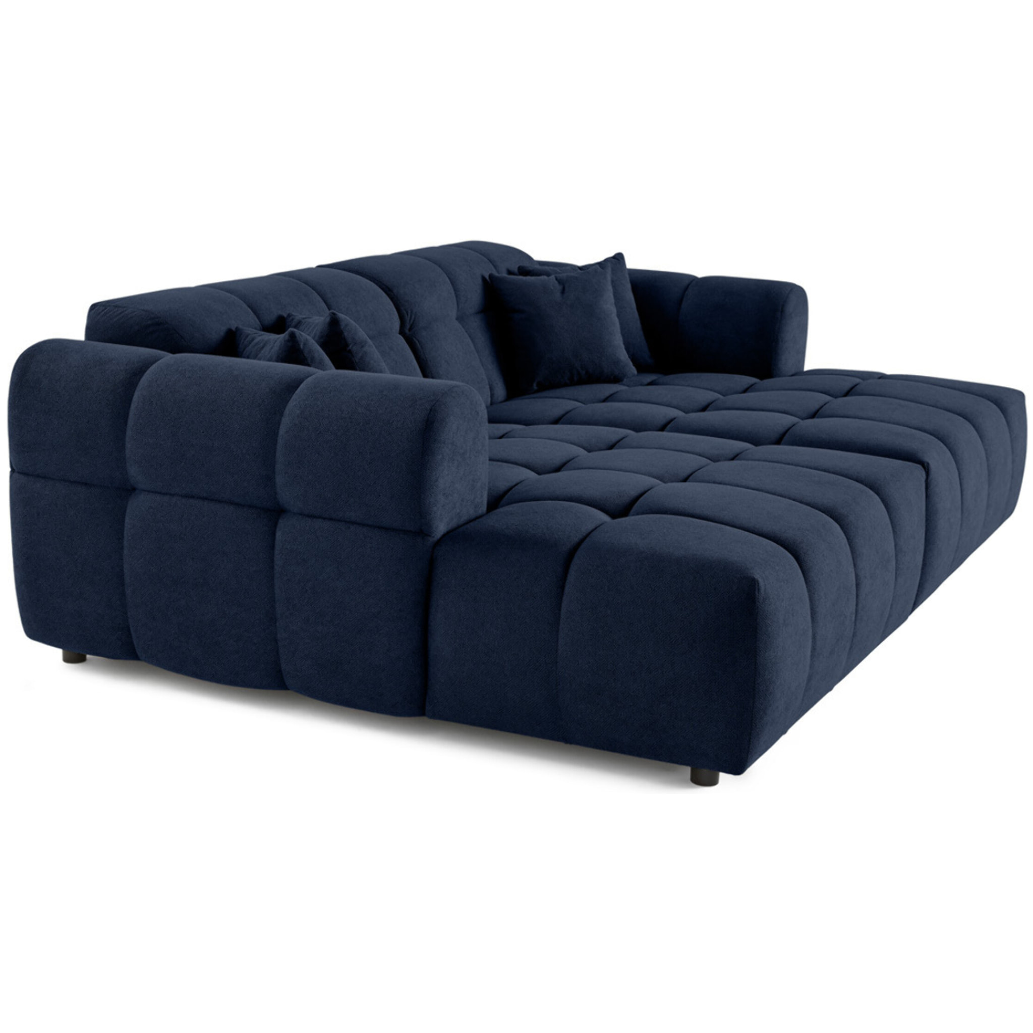 Ray - canapé droit 4 places avec double méridienne - assise profonde - en tissu texturé - Bleu