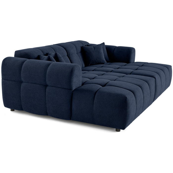 Ray - canapé droit 4 places avec double méridienne - assise profonde - en tissu texturé - Bleu
