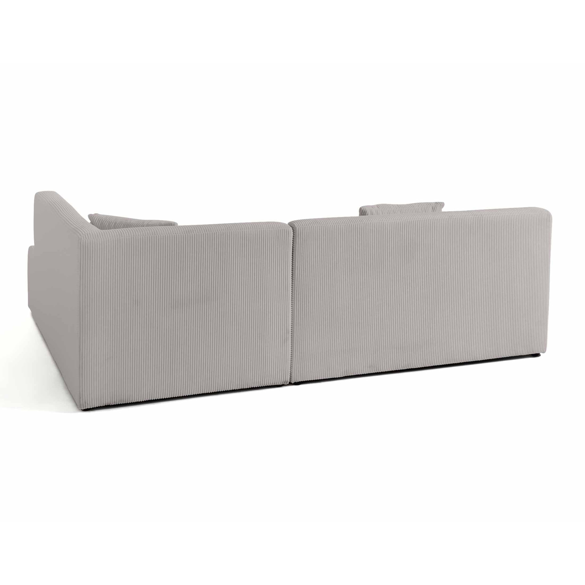 Onyx - canapé modulable d'angle droit - 5 places - en velours côtelé - Gris clair