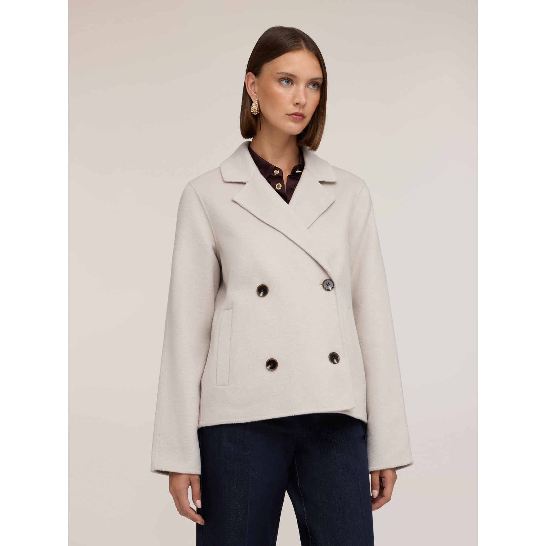 Motivi - Cappotto doppiopetto misto lana - Bianco