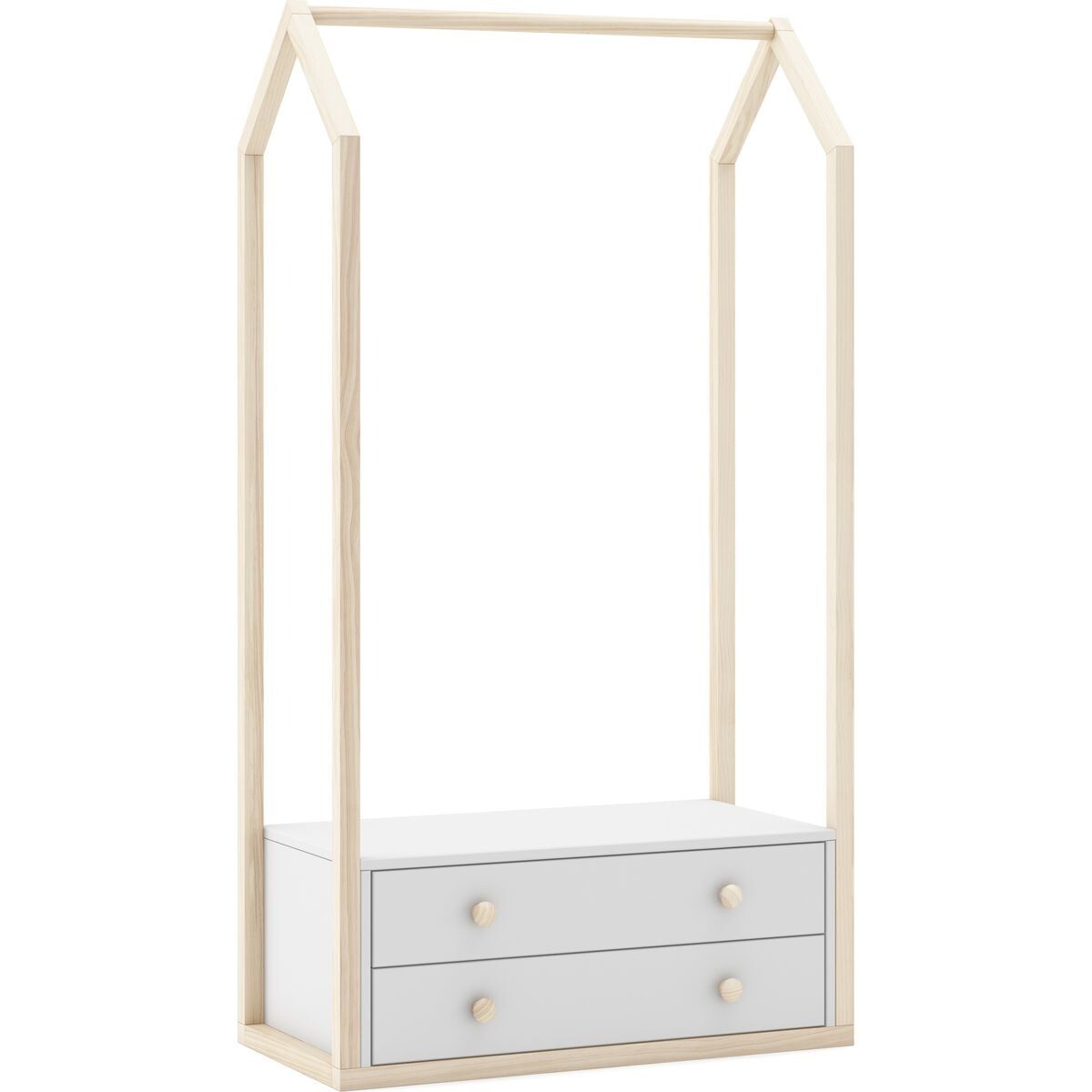 Penderie cabane enfant 2 tiroirs en bois - ELISE