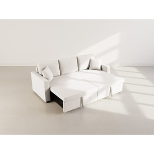 Cyrus - Canapé droit 3 places convertible en velours côtelé - Beige