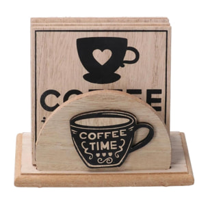 Sottobicchiere in legno set da 4 pezzi nero quadro cm13x7,5h11