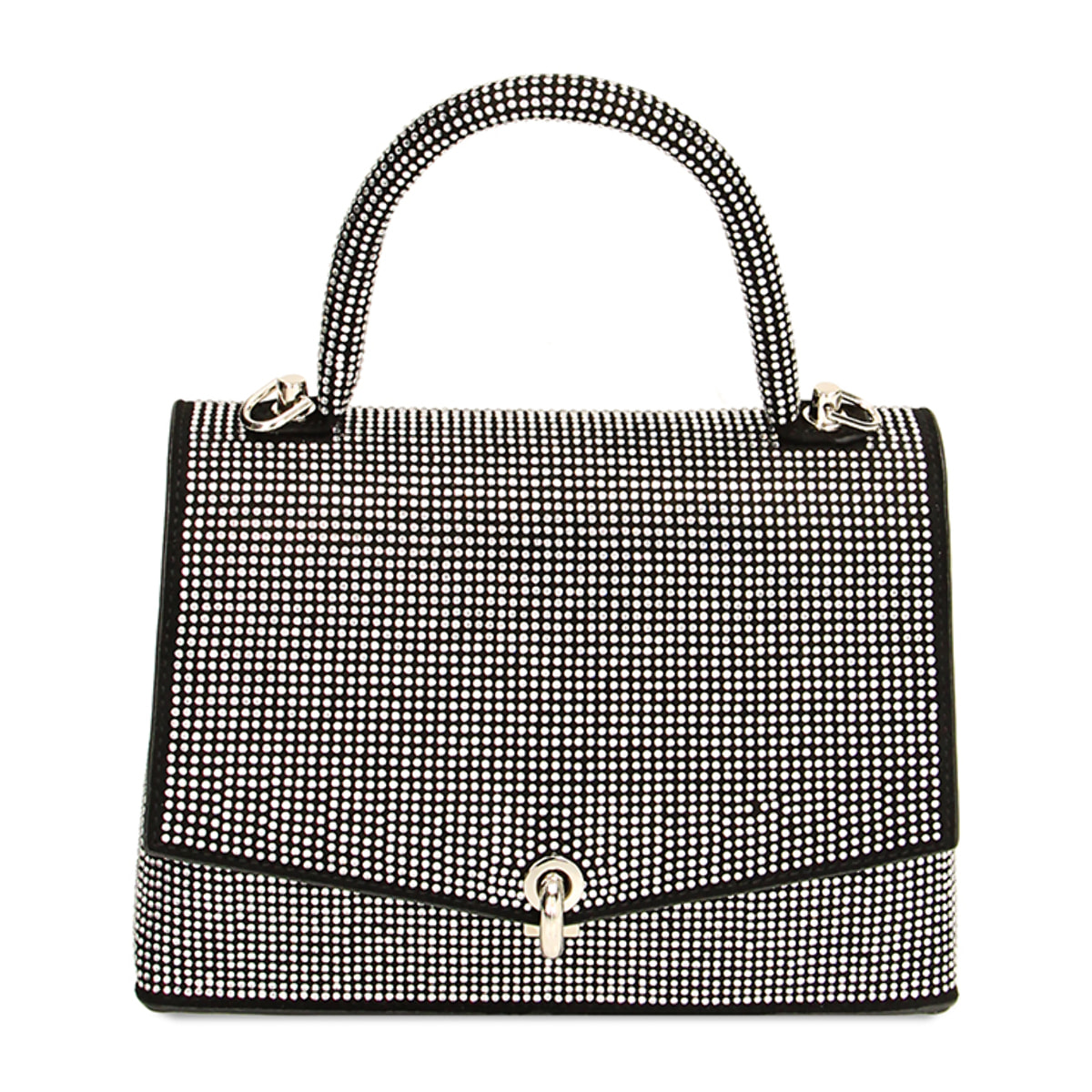Mini-bag a mano argento con pietre