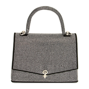 Mini-bag a mano argento con pietre