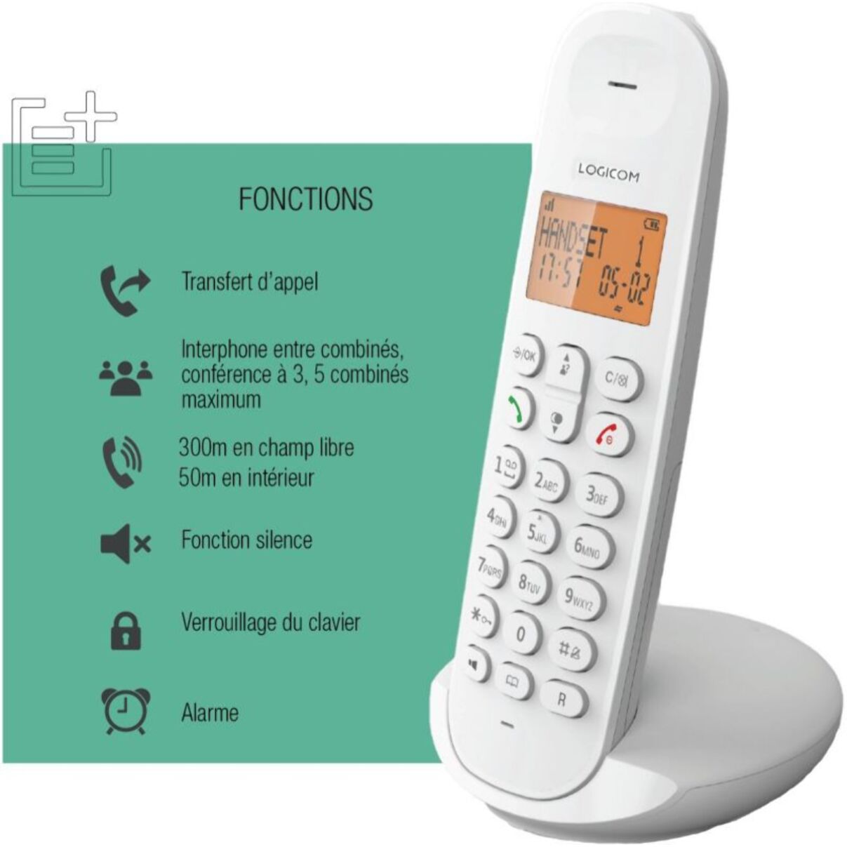 Téléphone sans fil LOGICOM Iloa 150 Solo Blanc