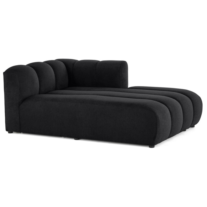 Debbie - module d'assise méridienne droit en tissu texturé - Noir