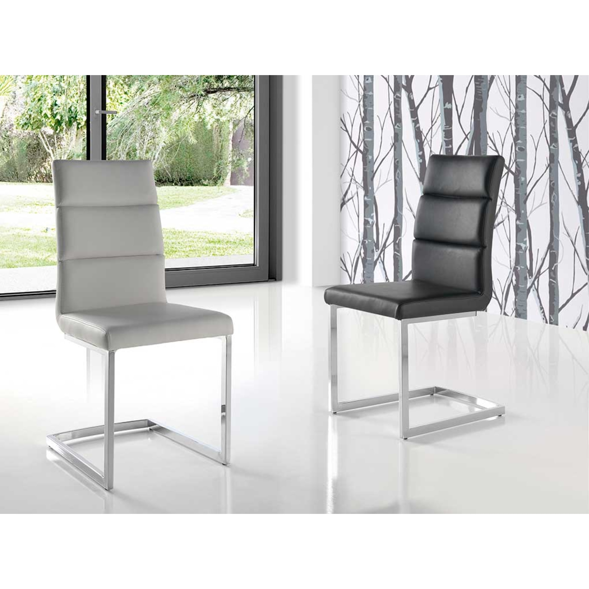 Set de 4 sillas – Polipiel y estructura cromada