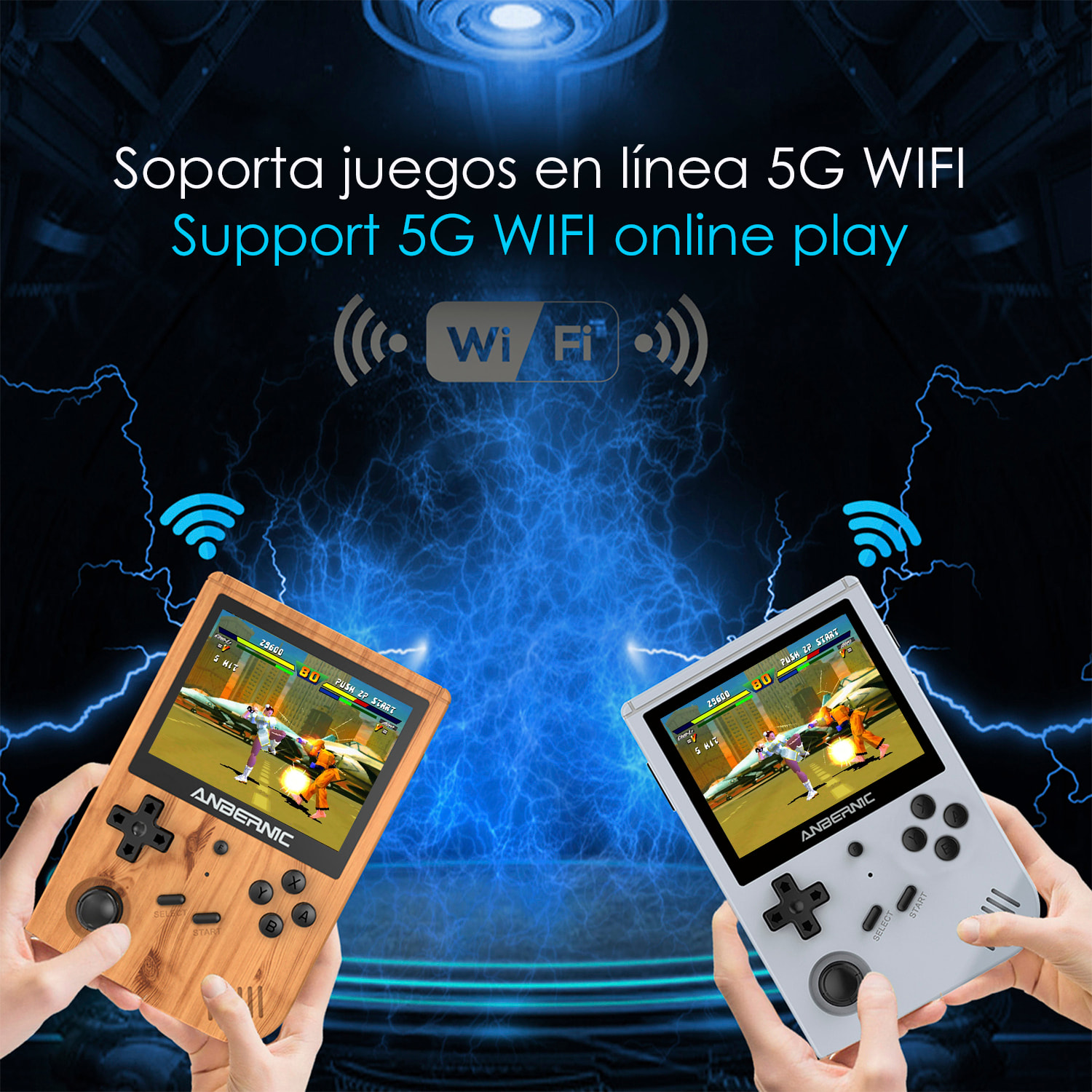 DAM Consola emulador multiplataforma RG351V. Pantalla 3,5" IPS; S.O. Linux, Quad-Core 1,5GHz, WiFi, 128GB. Miles de juegos preinstalados. 14x2,68x9,4 Cm. Color: Madera