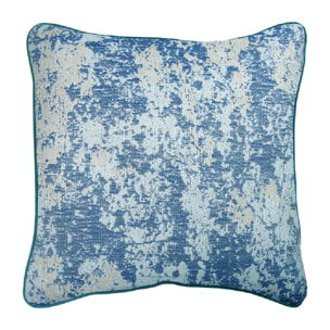 Housse de coussin pur coton motif jacquard bleu Oxyd turquoise