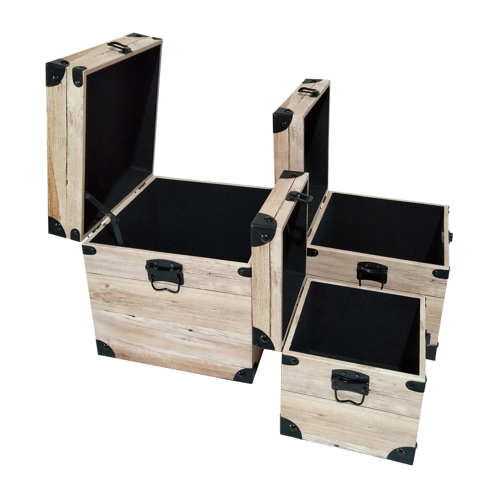 Malles Deco Carre Impression Bois