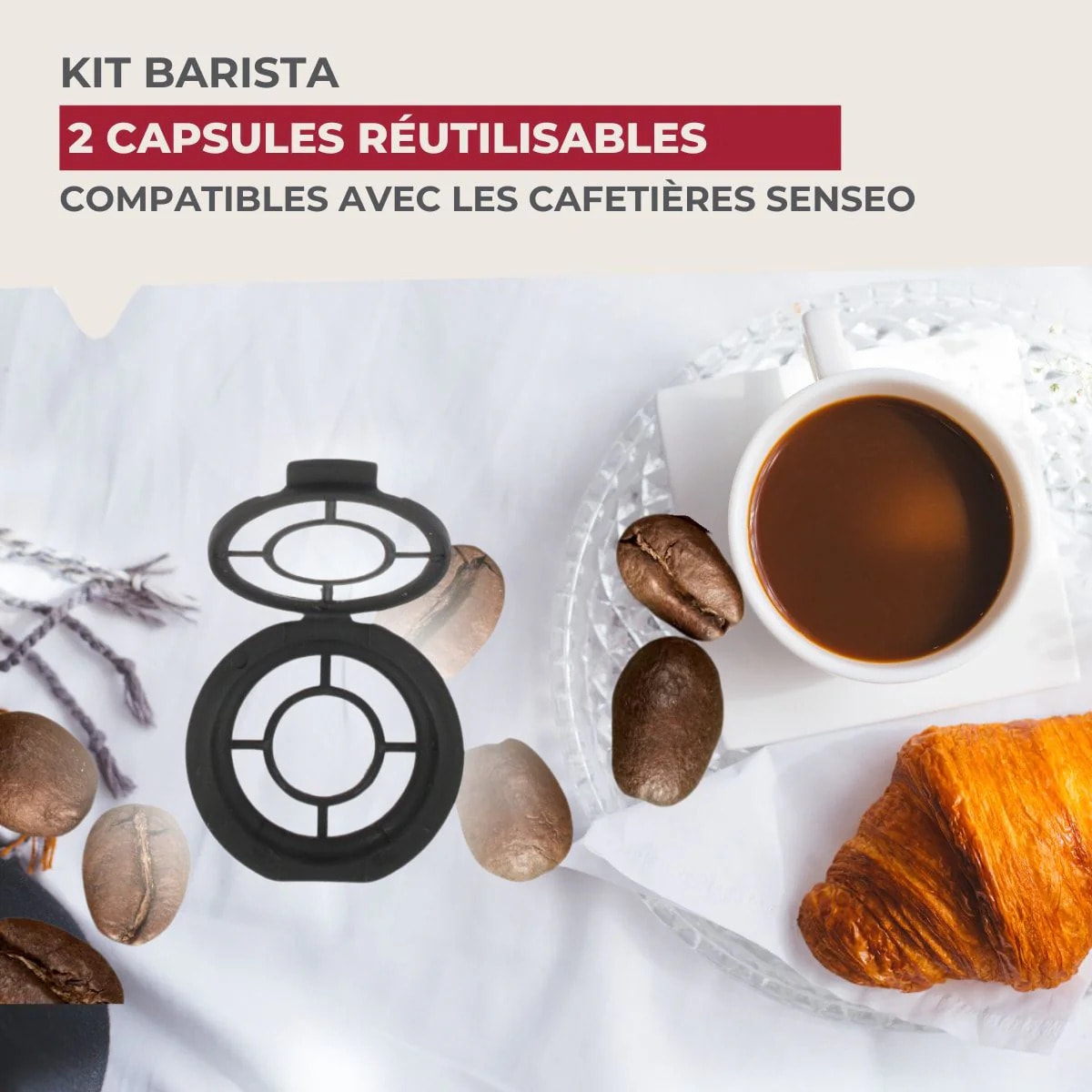 Kit de 2 capsules à café réutilisables compatibles Senseo Fackelmann Petit Déjeuner