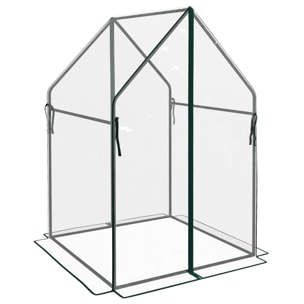 Serre de jardin balcon terrasse serre pour tomates 0,9L x 0,9l x 1,45H m double porte acier PVC transparent vert