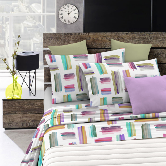 COMPLETO LETTO FANTASY MADE IN ITALY MICROFIBRA-MULTICOLOR SINGOLO