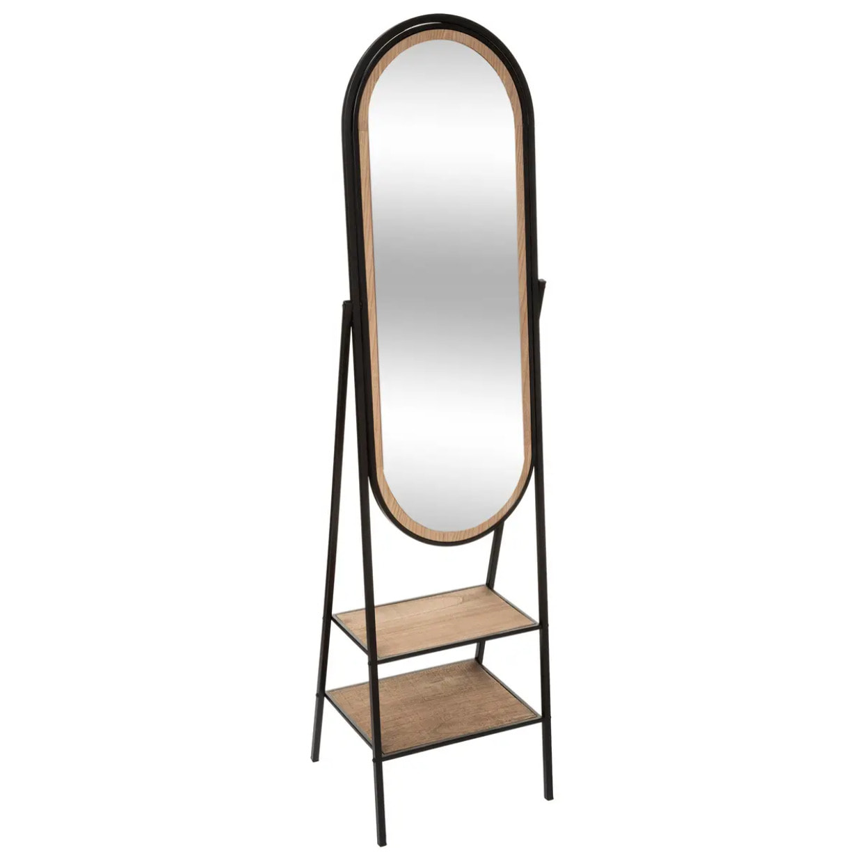 Miroir sur pied "Mael" noir - métal & bois 160x44 cm