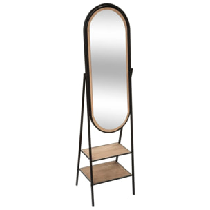 Miroir sur pied "Mael" noir - métal & bois 160x44 cm
