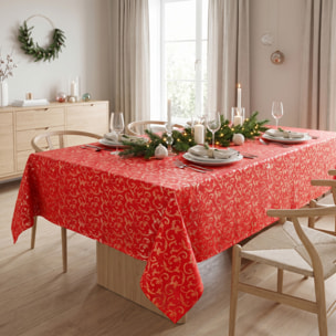 Tovaglia jacquard lurex in poliestere - ROSSO/ORO