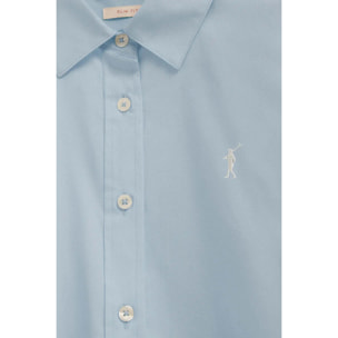 Pack mujer de dos camisas en blanco y azul claro con corte slim y bordado Rigby Go