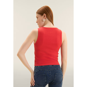 Canotta Cropped con logo FREDDY ricamato