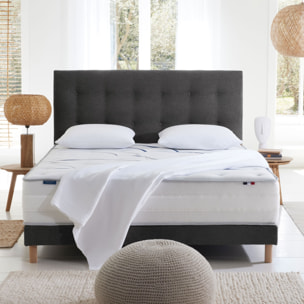 Tete de lit capitonnée Eden gris anthracite, chenille bouclettes