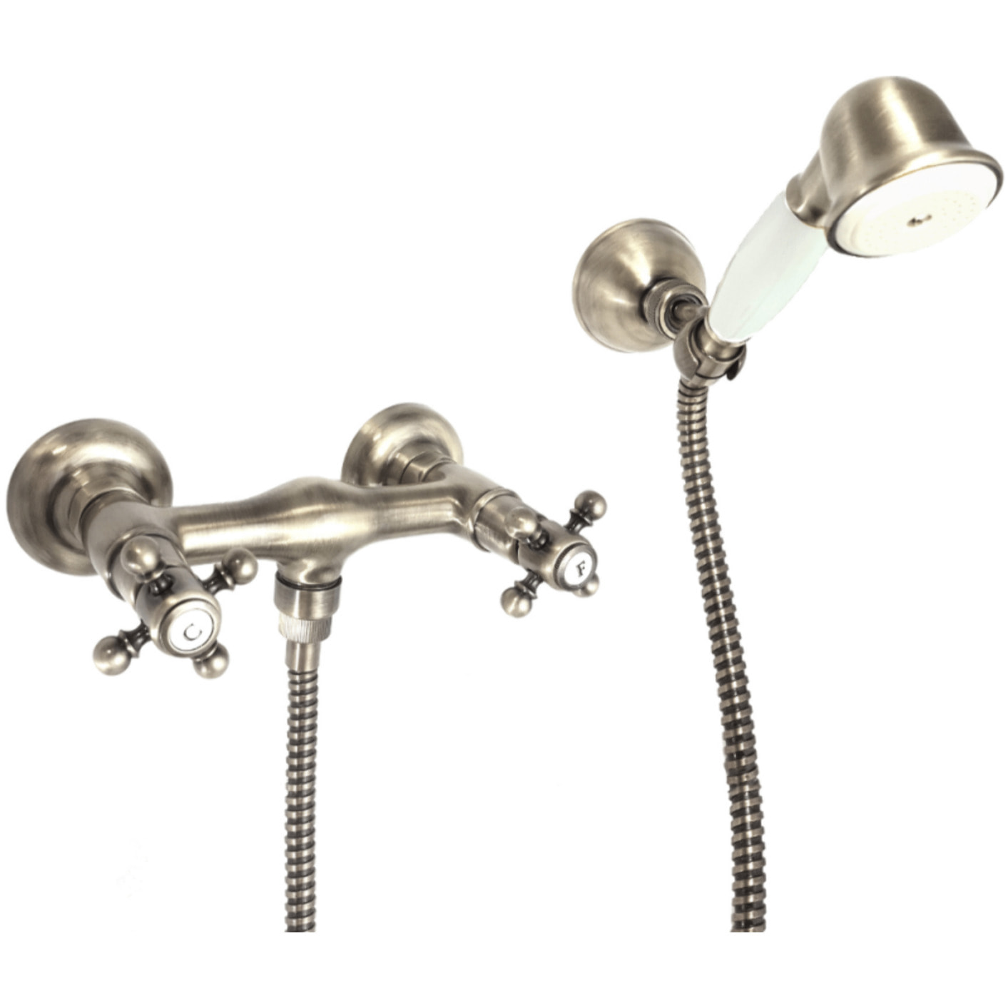 Mélangeur douche + flexible + douchette + support PAINI Tiffany Gris Acier