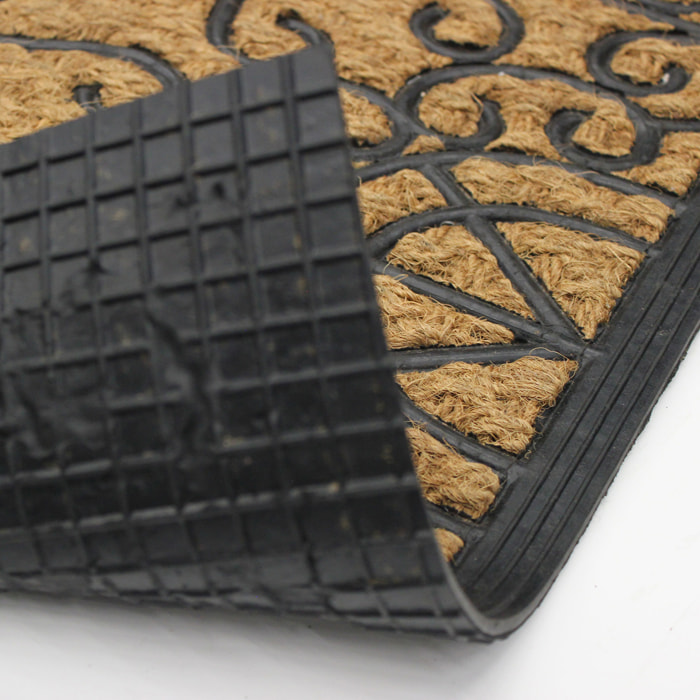Paillasson rectangle en coco et caoutchouc - Naturel