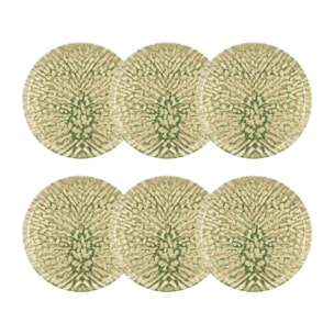 Lot de 6 assiettes plates vertes en grès 26cm JADE