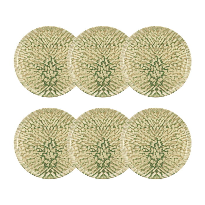 Lot de 6 assiettes plates vertes en grès 26cm JADE
