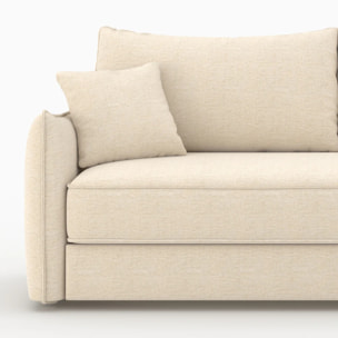 Canapé convertible 3 places en tissu effet lin blanc cassé - Céleste