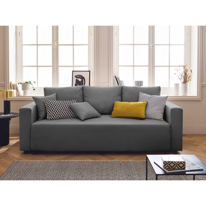 Regala - canapé 3 places - convertible avec coffre - en tissu - Gris