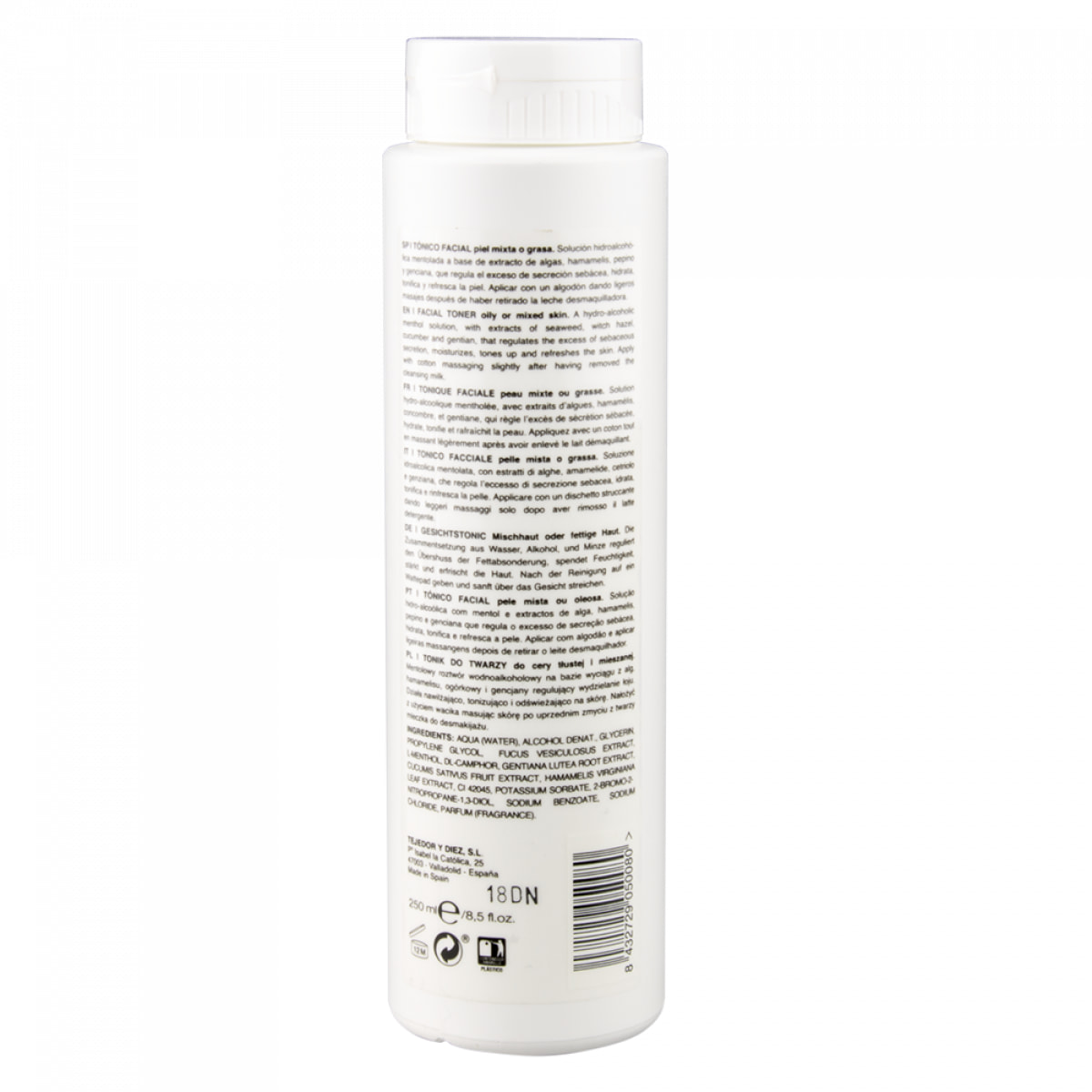 Tonique facial peau mixte ou grasse 250 ml.