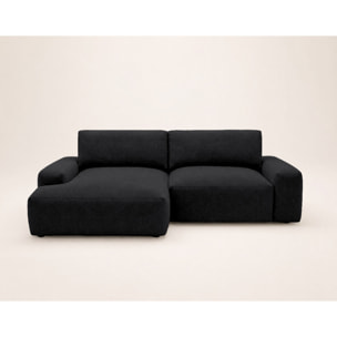 Tama - Canapé d'angle gauche 4 places convertible avec coffre en tissu - Noir