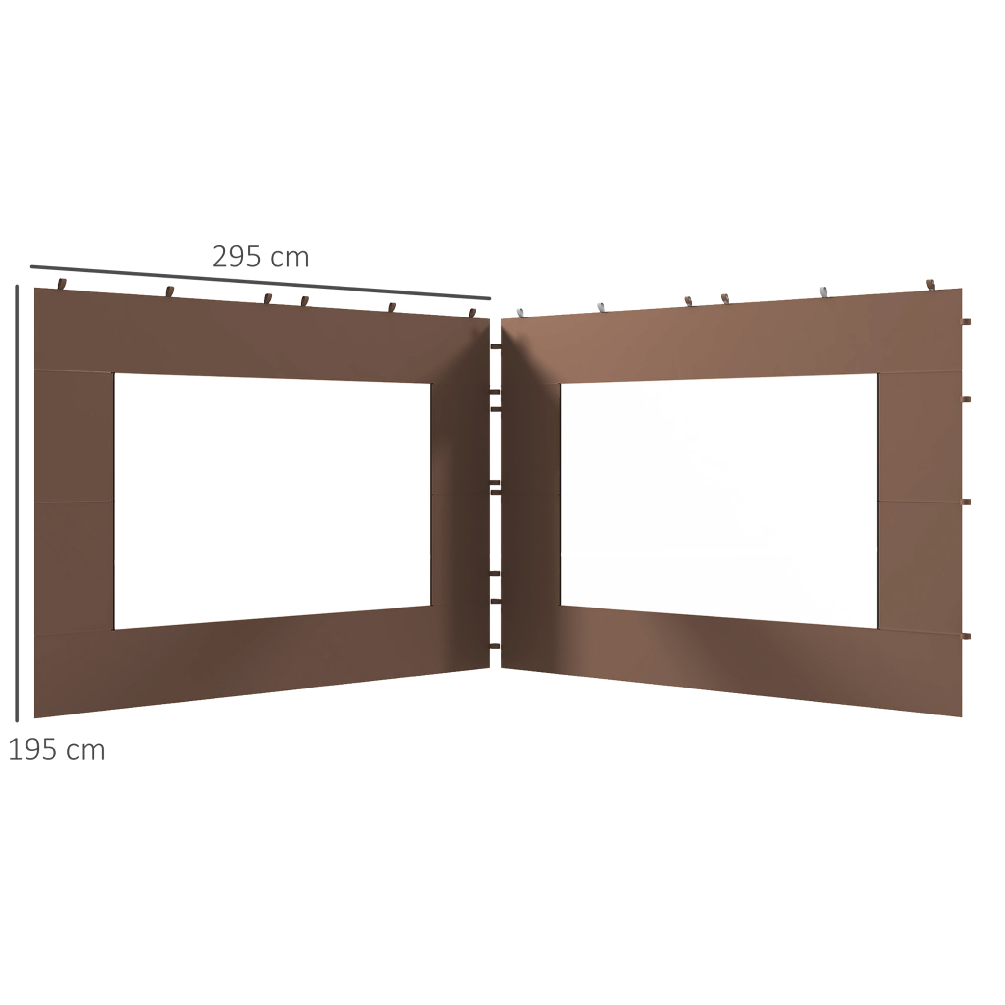 Outsunny Paredes Laterales para Carpa de 2 Paneles 295x195 cm Paredes Laterales de Repuesto de Tela Oxford con Ventana para Carpas de 6x3 m 3x3 m Marrón