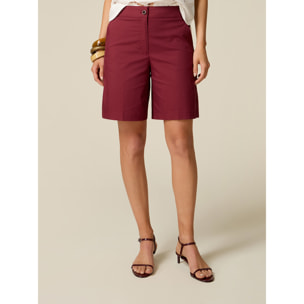 Oltre - Bermudas de gabardina mezcla de algodón - Burgundy