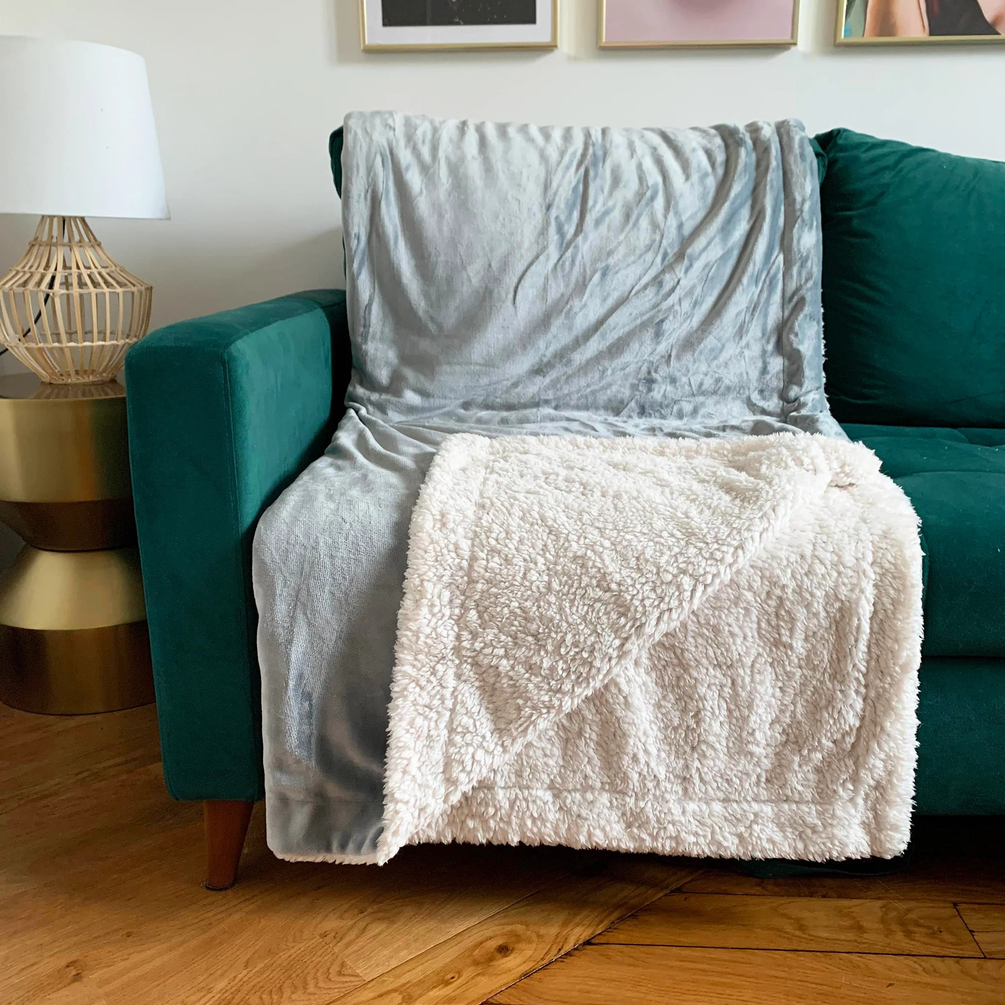 Plaid polaire - Mouton Gris Clair