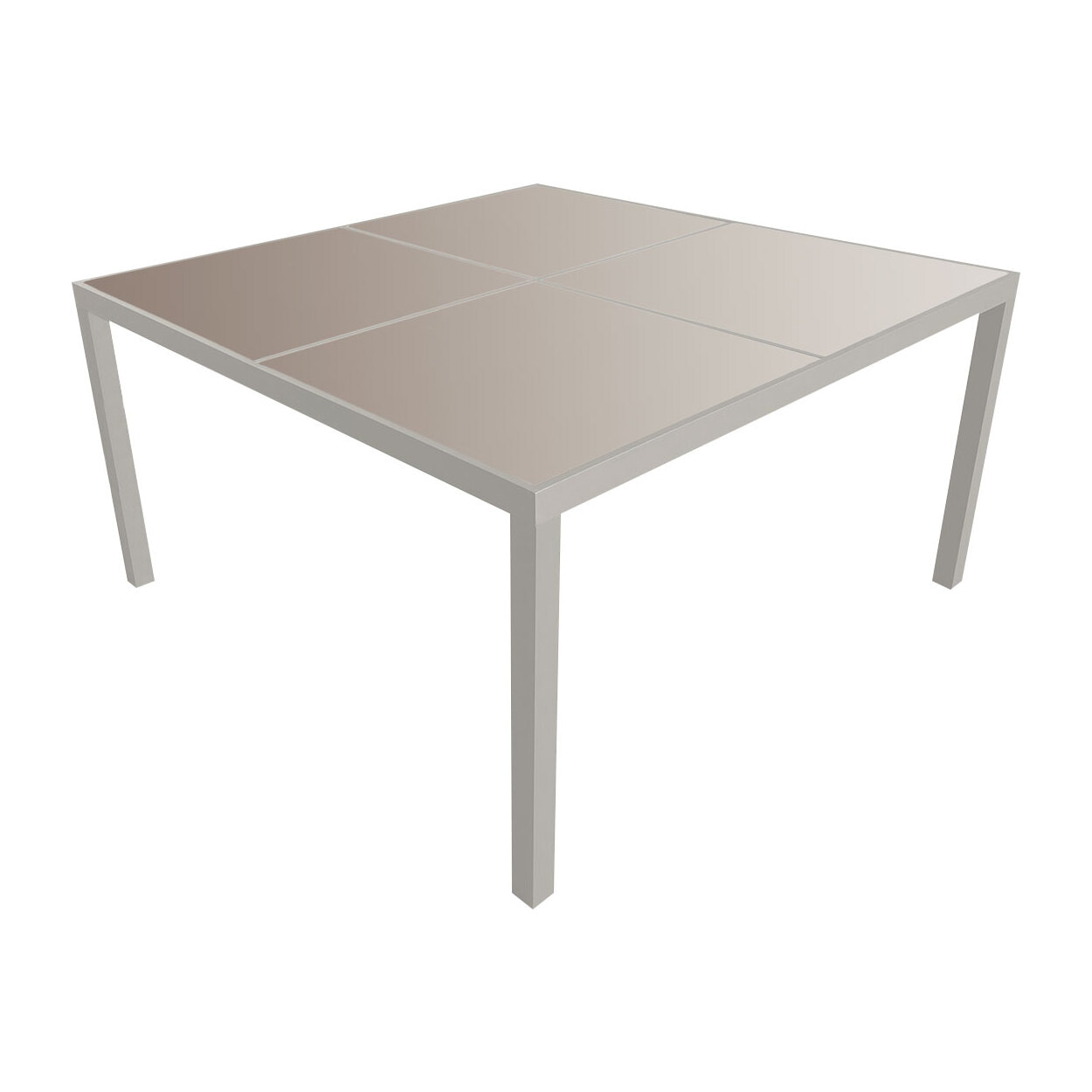 Salon de jardin CAGLIARI en textilène taupe 8 places - aluminium taupe