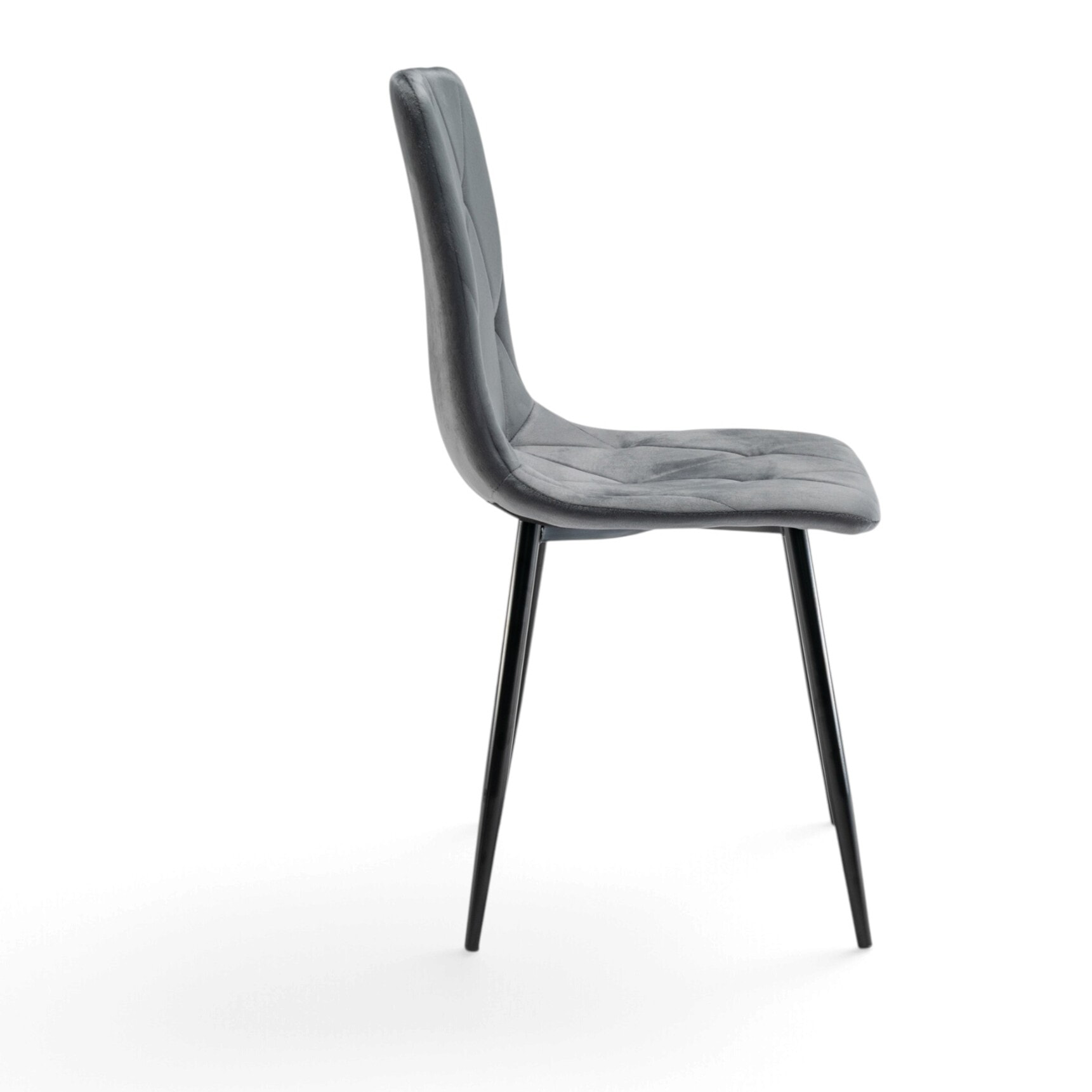 Set di 4 sedie CUENCA in tessuto effetto velluto grigio e gambe nere