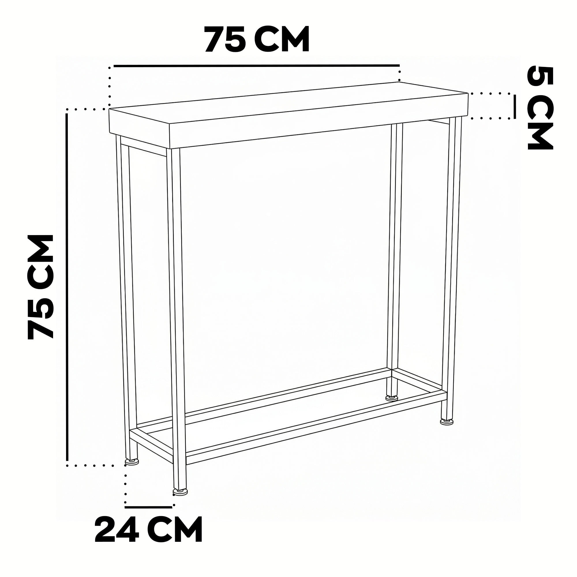 Nikki - Consolle ingresso soggiorno rettangolare 75x75x24 cm stile industrial in metallo e MDF marrone