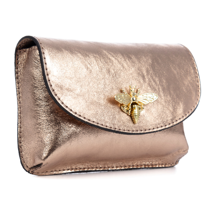 Aquilonia borsa a mano donna. Pelle autentica finitura camoscio lucido.