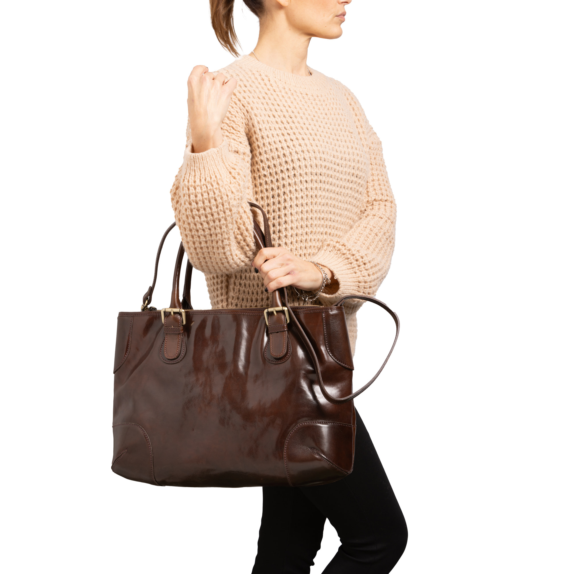 Borsa a tracolla  da donna In Vera pelle Made in Italy 28x43x16 cm