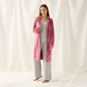 Bata polar efecto pelo con cremallera Yanu color rosa oscuro Poliéster