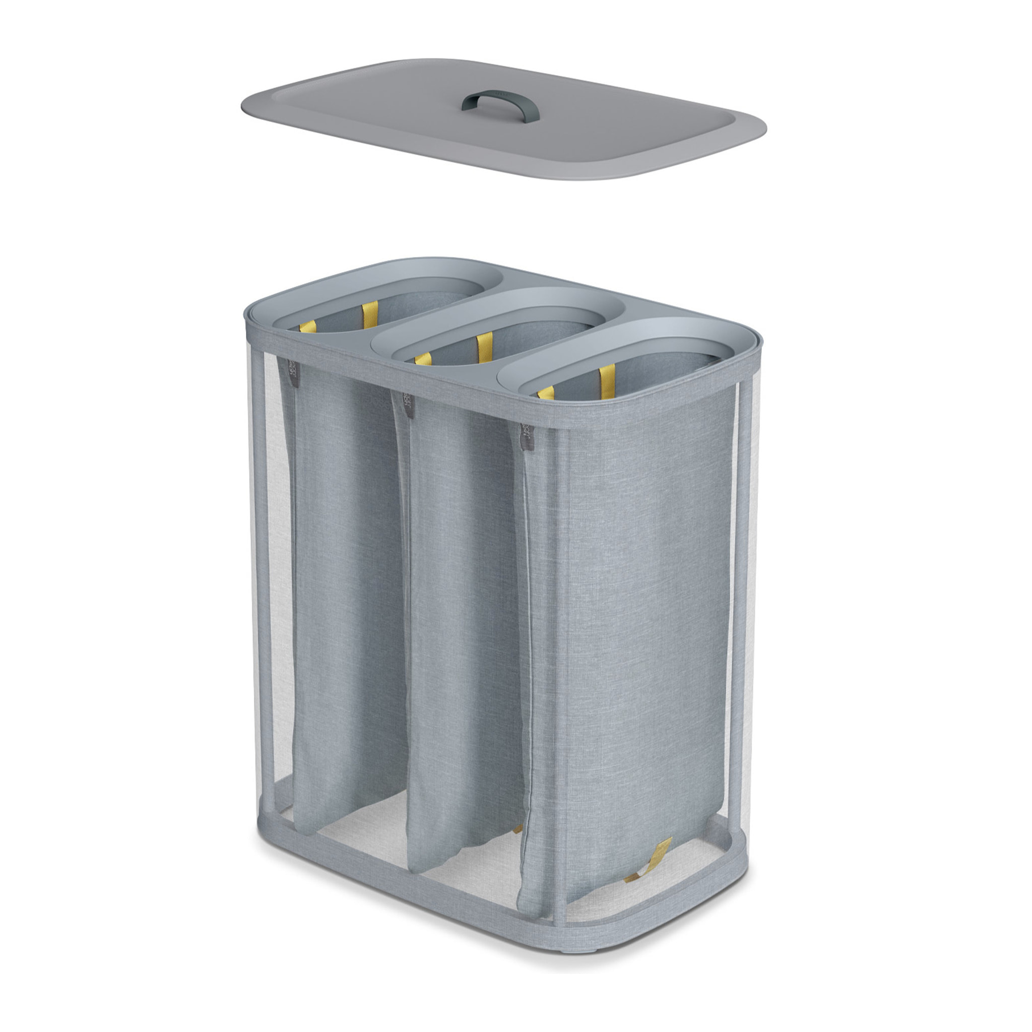 Tota Trio 90 L (3x30 L), panier de séparation du linge, 3 sacs en toile lavable en machine, gris (50024)