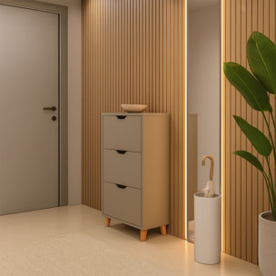 Plana - Scarpiera Salvaspazio 3 Ante 55x116x25 cm 18 Paia in Legno Tortora