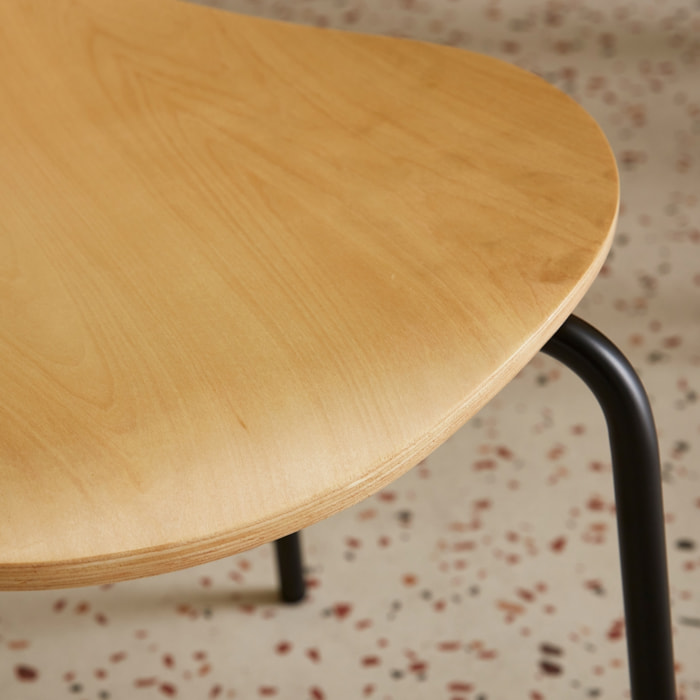 Chaise rétro empilables bois d'hévéa et contreplaqué (lot de 4) NAOMI